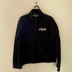 FILA burled fleece quarter zip pullover with logo